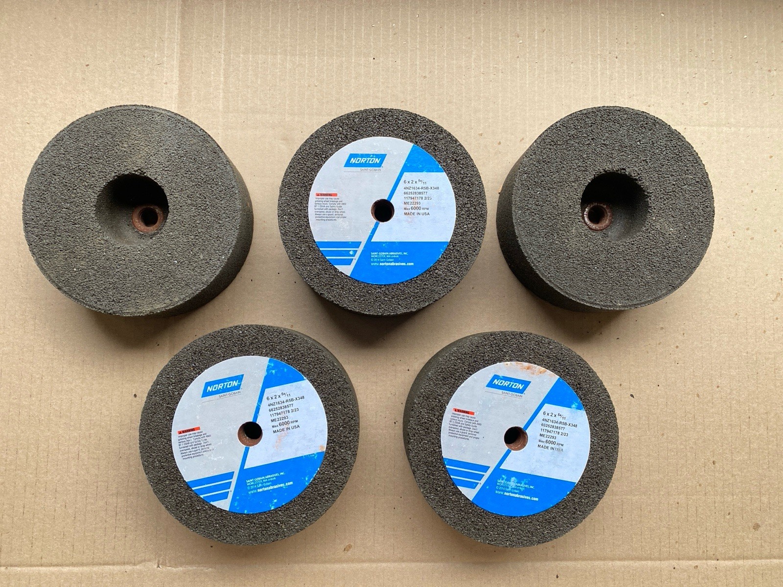 NEW Norton Snagging Grinding Wheels 6”x2”x5/8-11” 66252838577 5pk Abrasive Disc