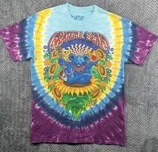 Vintage Liquid Blue Grateful Dead Inspiration Bear Y2K Tie Dye Shirt Size Large