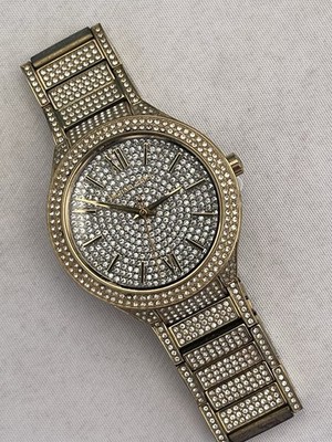 Michael Kors Kerry Crystals Gold Dial Gold Steel Strap Watch For Women - MK3360