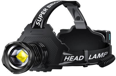 Linterna frontal LED recargable 99000lm, zoom, 12 modos, IPX7 ligera, resistente