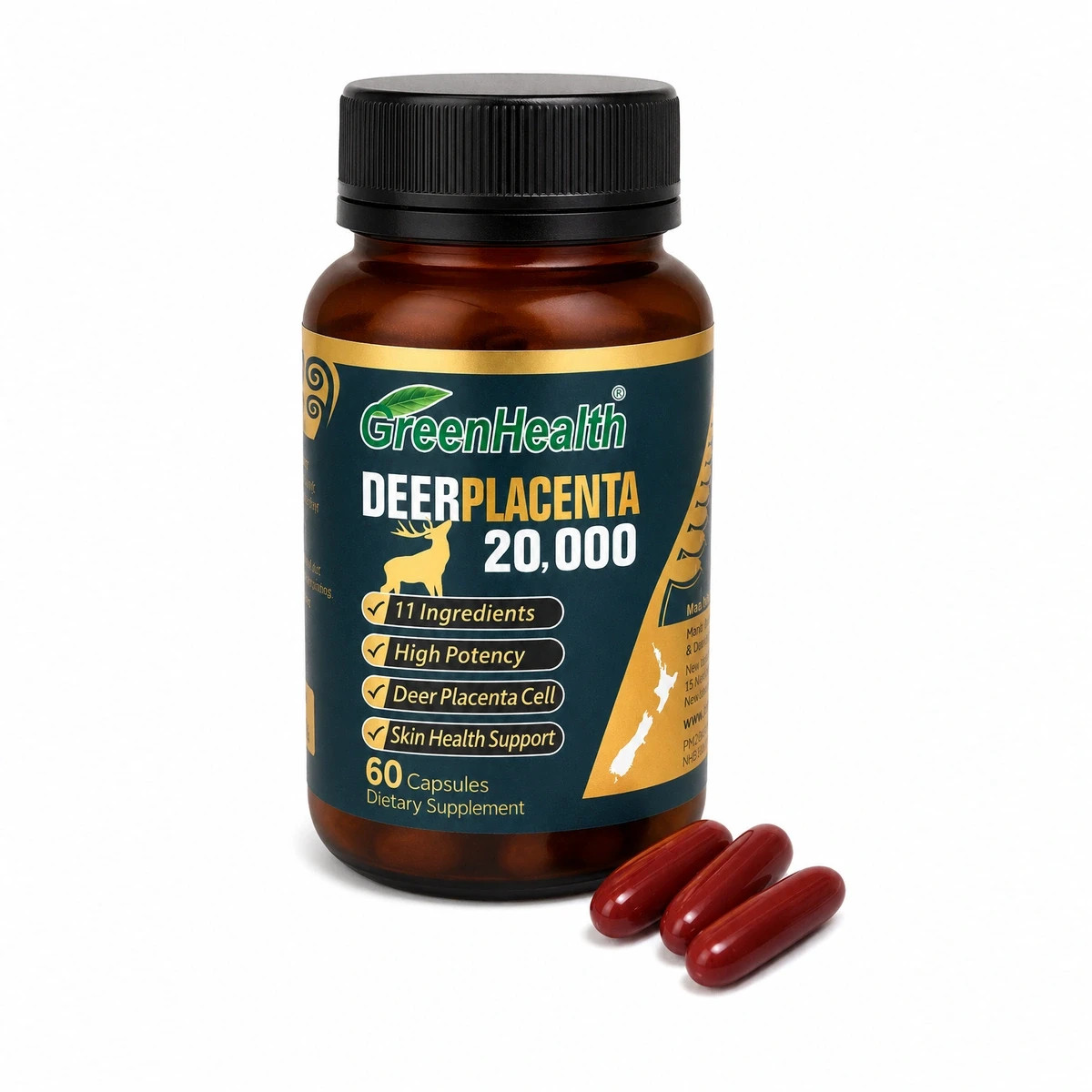 New Zealand Green Health Deer Placenta Dietary Supplement - 60