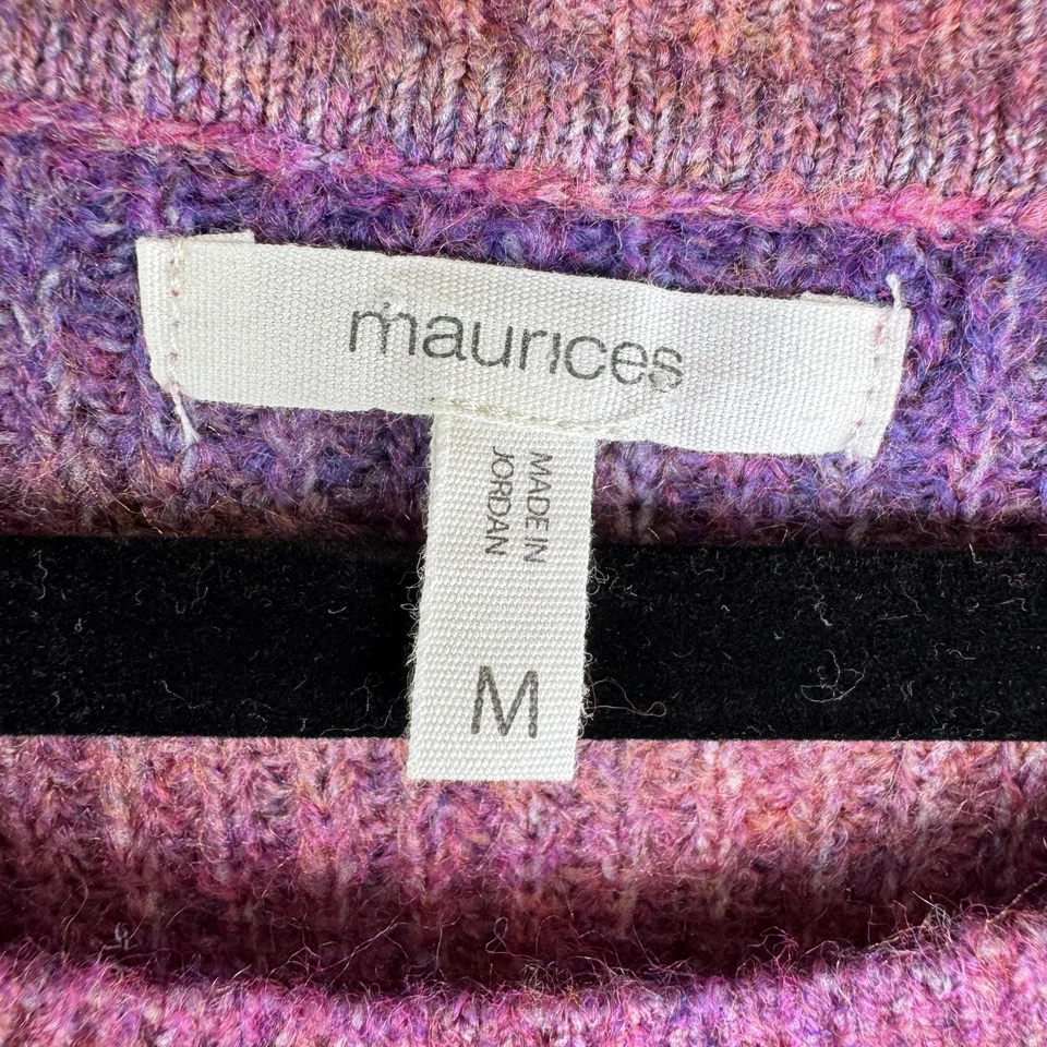 Maurices Sweater Womens Medium Purple Pink Ombre Stripe Crewneck Knit Pullover - Image 2 of 4