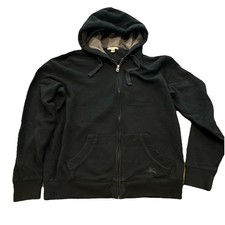 Burberry Brit 100 Cotton Full-Zip Hoodie with Pockets   Black, Men's Size L