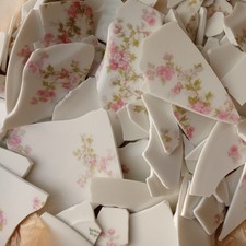 Broken Vintage Floral  Border China Plate Pieces Tiles Mosaic Jewelry Crafts