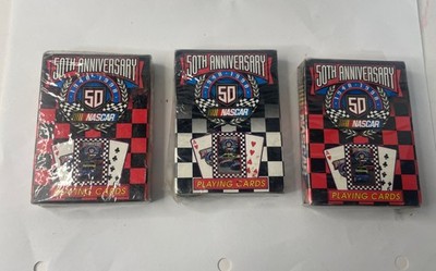 3 Packs NASCAR 50th Anniversary Playing Cards Deck of 52 by Bicycle NIB Sealed