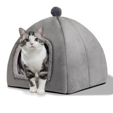 Cat Bed Cave Dome Hideaway Indoor Tent House Removable Mattress M 15x15 Inch