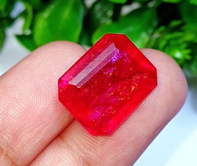 Natural Red Ruby Emerald Cut Certified Loose Gemstone 9.90+ Ct With Free Gift