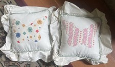 Pair Ruffled Butterfly With Green Trim Throw Pillows 12x12 Including Ruffles