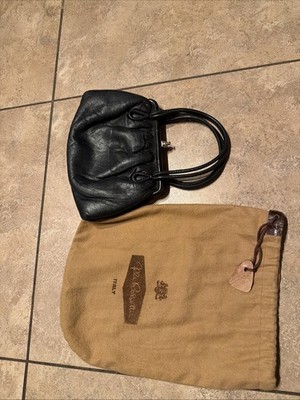 Vintage Fratelli Rossetti Black Leather Top-Handle Handbag