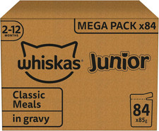 whiskas Junior Classic Selection in Gravy 84 Pouches, Wet 85 g (Pack of 84) 6.36 per kilo