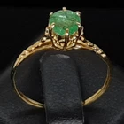 Antique Filigree .30ctw Emerald 14K Yellow Gold 925 Silver Ring Size 5.5