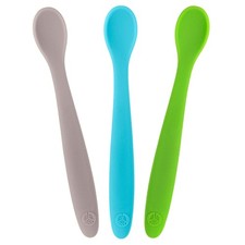 Silicone Baby Spoons - First Stage Infant Feeding Utensils With Soft-Tip, Ben...