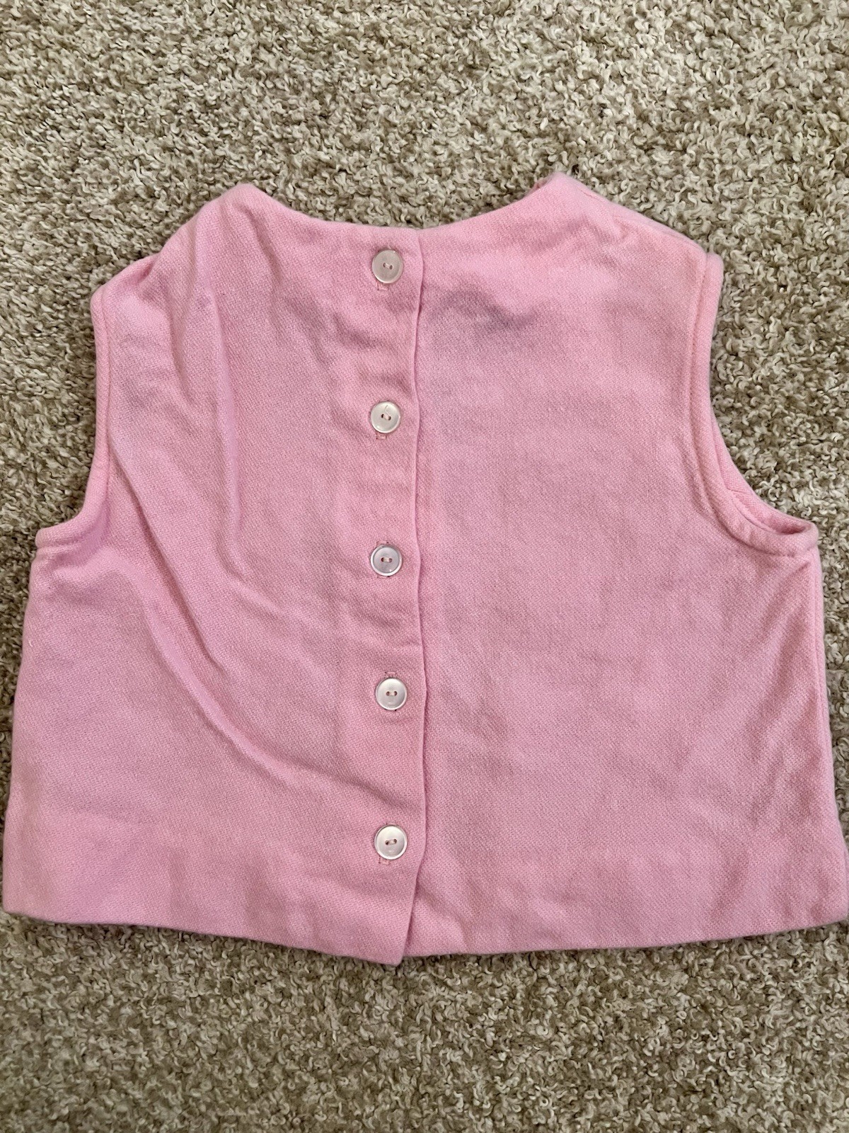 Vintage 60s Girltown Pink Floral Knit Sleeveless Button Back Top Girls Size 8 image 2