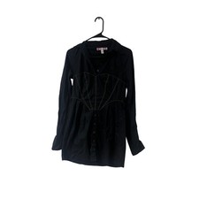 Urban Outfitters black Gold Long Sleeve Mini Length Dress Pirate Tie Corset XS 