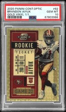 2020 CONTENDERS OPTIC GOLD VINYL 1/1 #62 BRANDON AIYUK 1/1 PSA 10