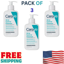 3 Pack CeraVe Acne Control Cleanser 2 Salicylc Acid Face Wash Acne Treatmnt 8oZ