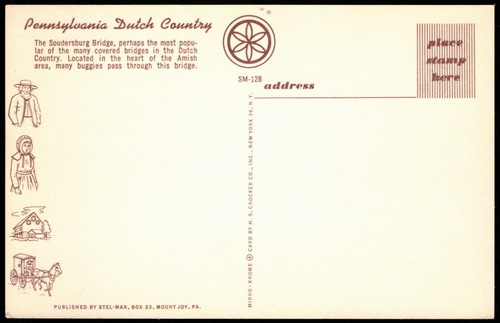 Postcard The Soudersburg Bridge, Popular Covered, Pennsylvania Dutch Country, PA - Picture 2 of 2