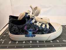 Disney Stitch Shoes Youth Sz 1 Platform Low Top Sneakers Blue Canvas Lace Up