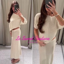 ZARA WOMAN NWT SS26 SAND KNIT MIDI SKIRT ALL SIZES 2756/033/711
