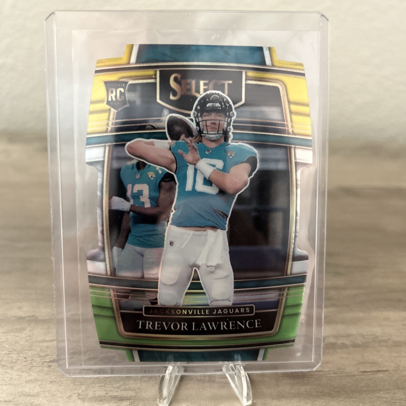 Trevor Lawrence 2021 Panini Select Green & Yellow Prizm Die-Cut #43 RC Jaguars