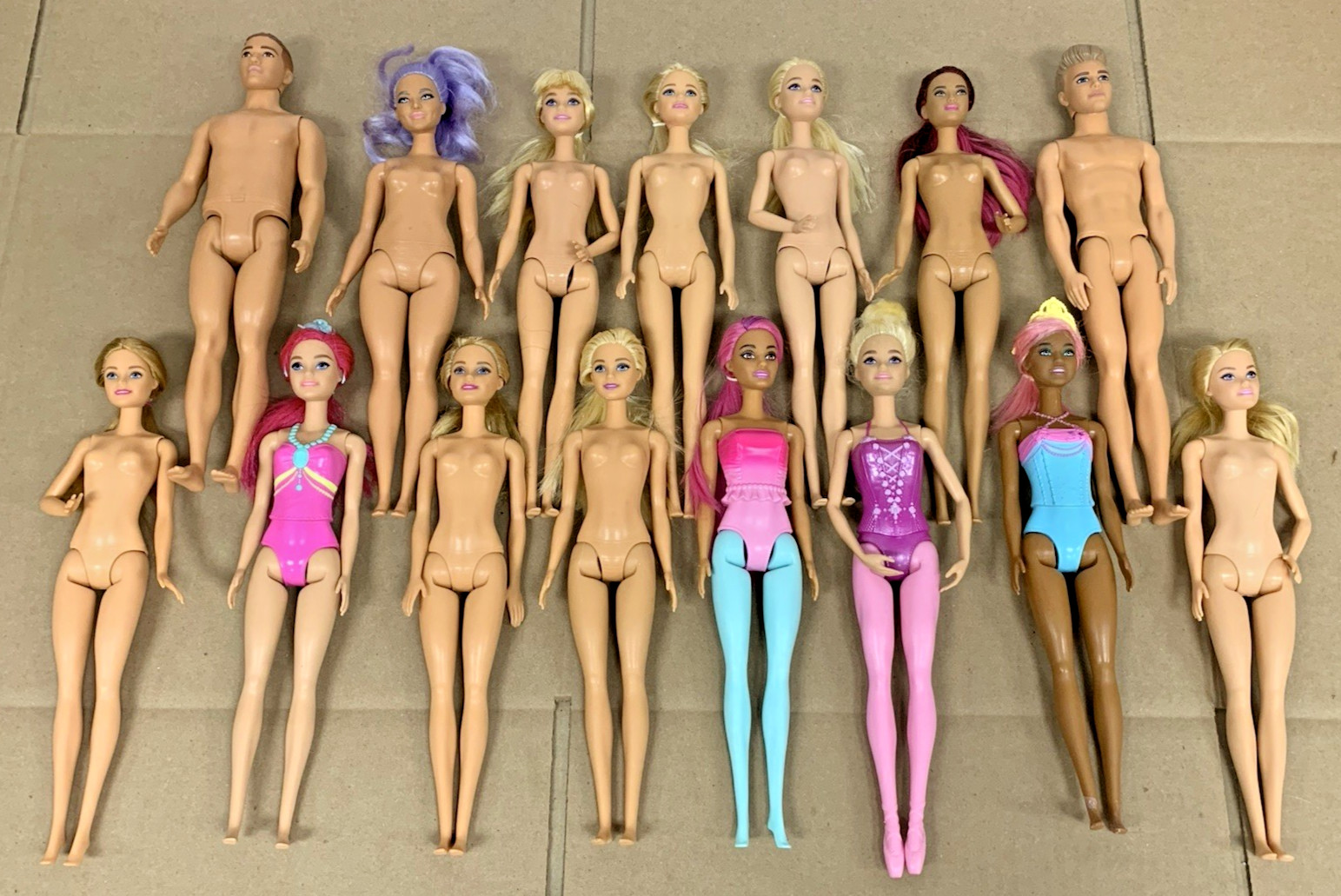 15pc Mattel Nude Fashion Doll Barbie Ken Friends Lot Black W