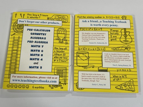 Teaching Textbooks Algebra 1 set Textbook and Cds Automated Grading 2.0 Sabouri - Picture 5 of 11