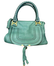 Chloe Marcie Shouder Bag Borsa a mano Tote Bag in pelle verde scuro con...