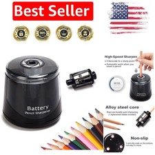 Electric Pencil Sharpener - Battery Operated, Automatic, Compact & Safe for Kids