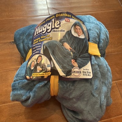 Huggle Blanket Hoodie, Ultra Plush, Unisex Wearable Blanket, Blue Nordic