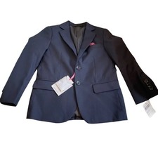Isaac Mizrahi Boy s Blazer Jacket Color Navy Blue Red Pocket Square NEW Size 5