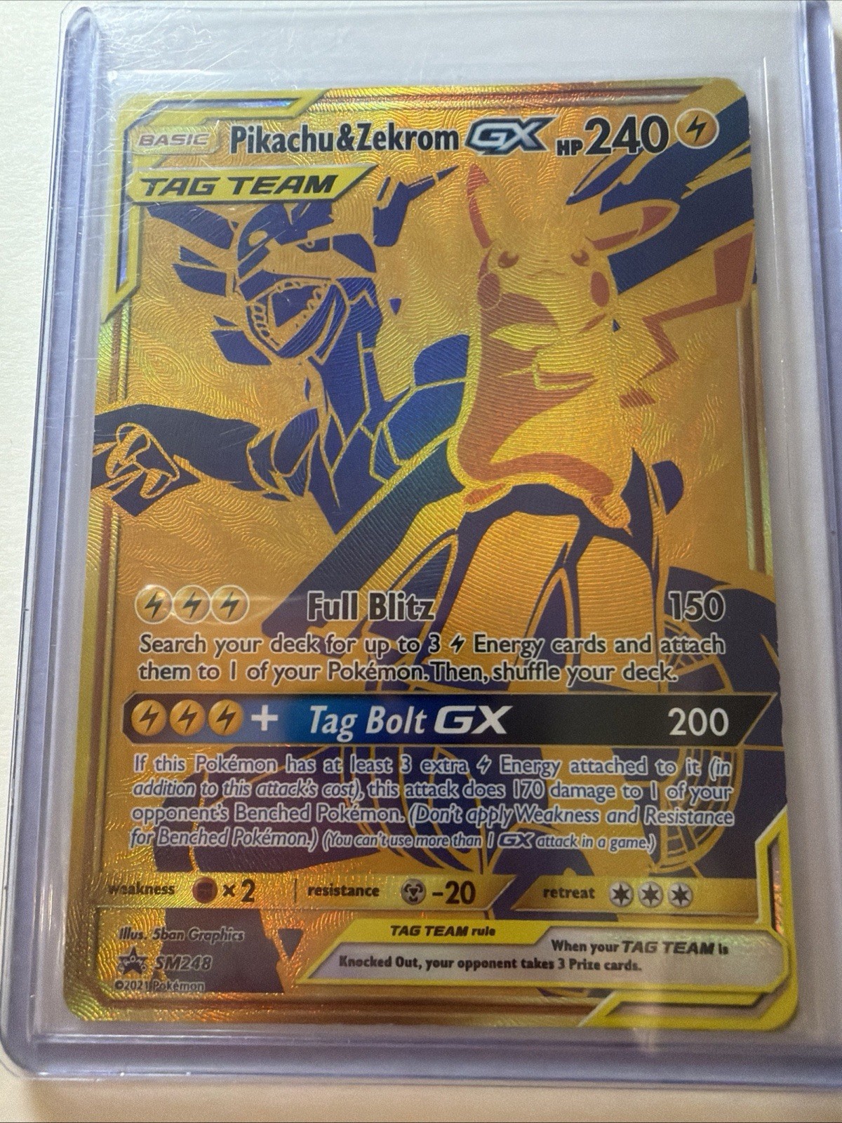 Pokemon TCG Black Star Promo Pikachu Zekrom Tag Team Gold GX SM248 Card NM-M
