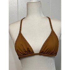 SKIMS Bikini Top Bronze Studded Triangle Halter Swimwear M