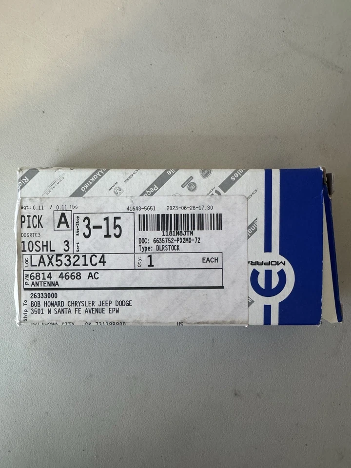 Nueva antena de arranque remoto y entrada sin llave OEM Mopar 2013-2025 Ram 1500 68144668AC Foto 4 de 4