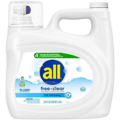Liquid Laundry Detergent Free Clear 118 Ounce 94 Loads