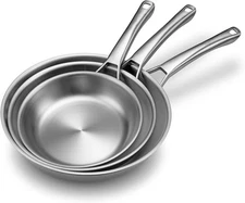 Chefmate Tri-Ply Stainless Steel Frying Pan Set 8” 10” 12” Induction | Open Box