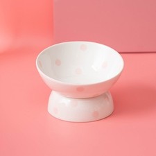 Ceramic Slant Porcelain Tilted Raised Cat Food Bowl Pet Cat Dish Snack Bowl
