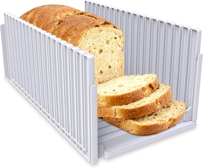 Bread Slicer for Homemade Bread, Adjustable Thickness Slicing Guide, Foldable Po