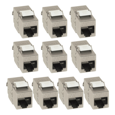 Cat8 10x Keystone Cat8.1 RJ45 Jack Modul STP Netzwerk Buchse Metall werkzeuglos