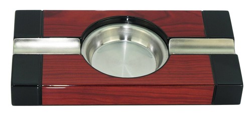 Wooden Single Cigar Square Wooden Ashtray High Gloss Cherry Stainless Steel 38c - Picture 10 of 10
