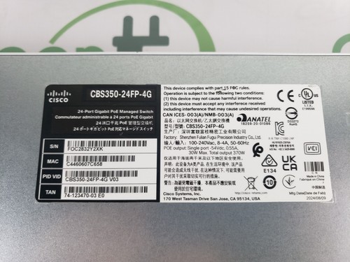 Cisco CBS350-24FP-4G Business 350 switch gestito PoE 24 porte con cavo di alimentazione - Foto 11 di 12