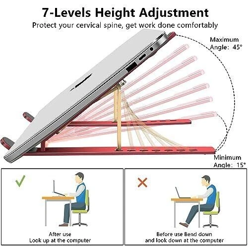 Laptop Stand Computer Tablet Stand Adjustable Aluminum Foldable Portable Lapt...
