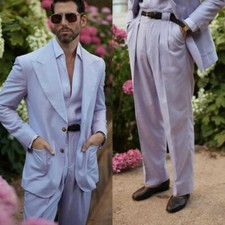 Men's Suit Regular Fit Peak Lapel Business Office Wedding Party Outdoor Casual
