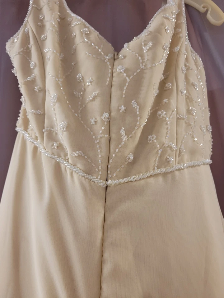 Alfred Angelo, 1570, talla 8, marfil, gasa, rebordear corpiño, tren corto Foto 4 de 4