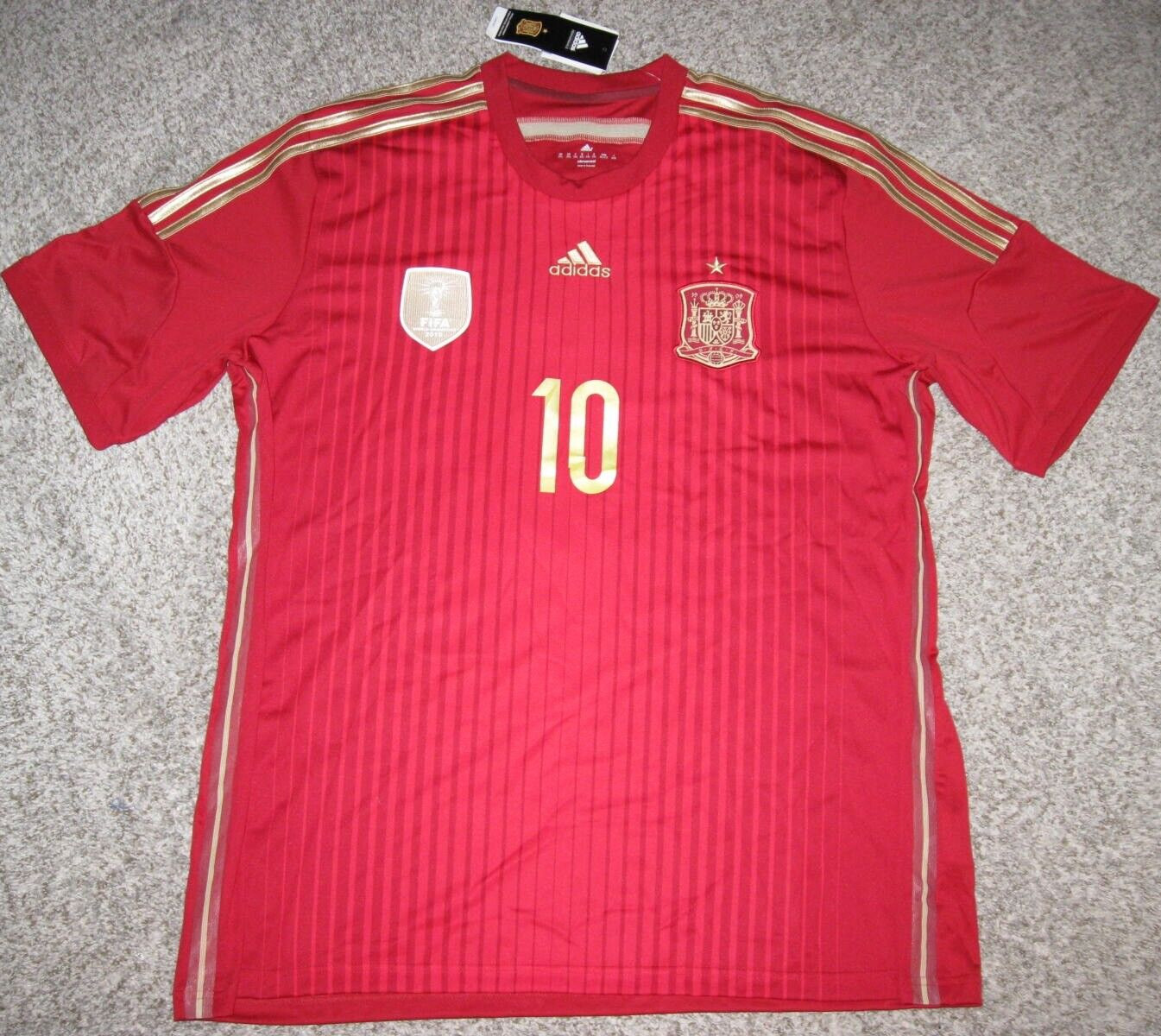 Camiseta deportiva de fútbol Cesc Fábregas para hombre 2XL roja España 2014 Mundial Adidas réplica
