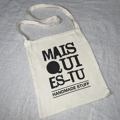 Designer Belgium handmade stuff canvas tote bag Mais Qui Es-Tu