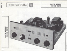 1957 DAVID BOGEN DB115 Amplifier Photofact MANUAL 6 Channel Tube Amp Vintage