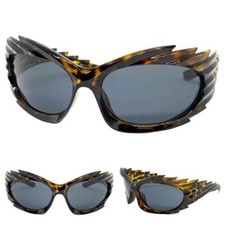 Modern Futuristic Retro Sporty Wrap Party Club Raver SUN GLASSES Tortoise Frame