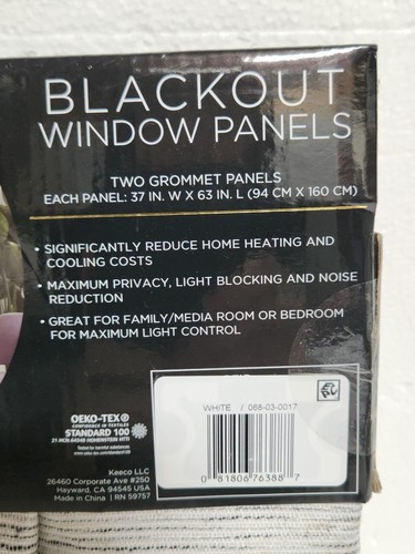 2pk White & Black Grommet Top Blackout Adagio Curtain Panels 37 x 63 - Eclipse - Picture 5 of 8
