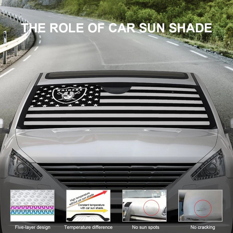 Las Vegas Raiders Car Windshield Sunshade Car Front Window Windshield Protection