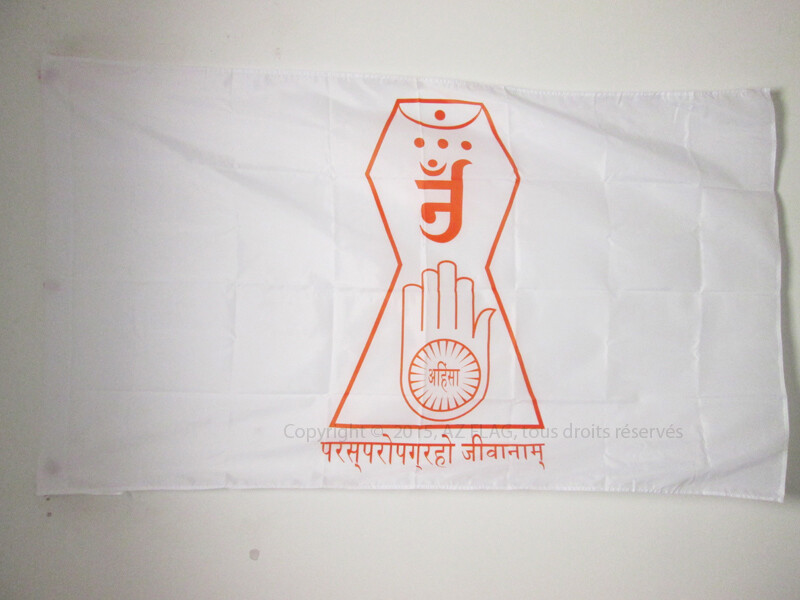 Drapeau jaïnisme cosmographie 150x90cm avec fourreau pour mât